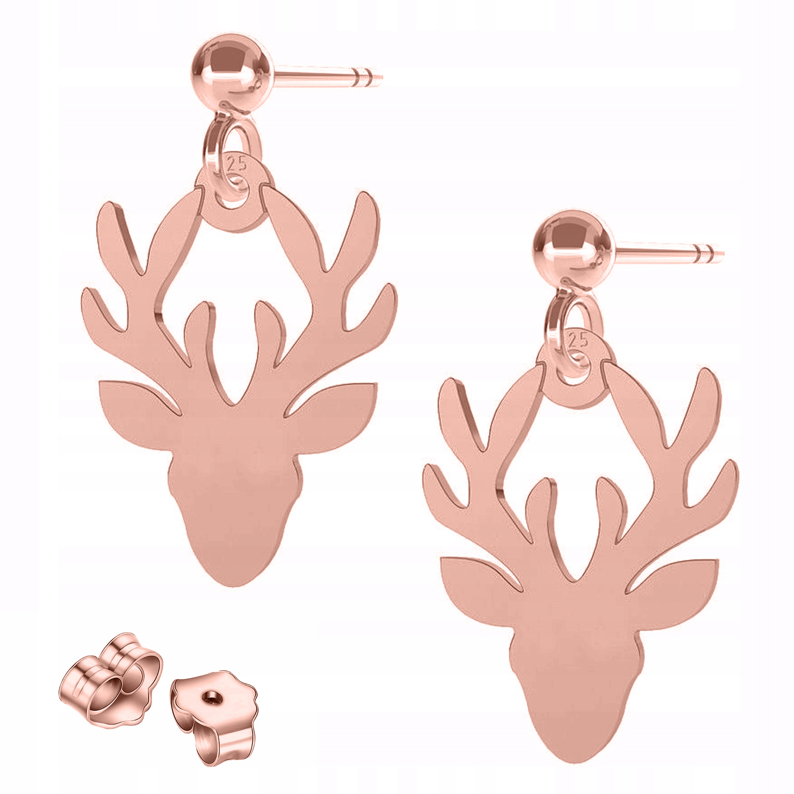 Náušnice Pozlacené Jelení Rohy Plech Paroží Jelení Jelen Stříbro 925