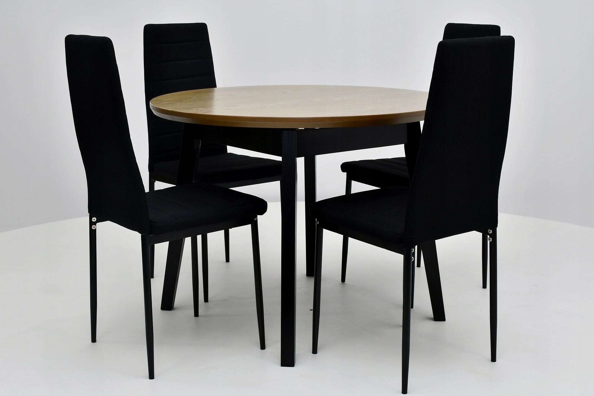 komplet okragły stół, rozkładany stół + 4 krzesła Długość stołu 100 cm