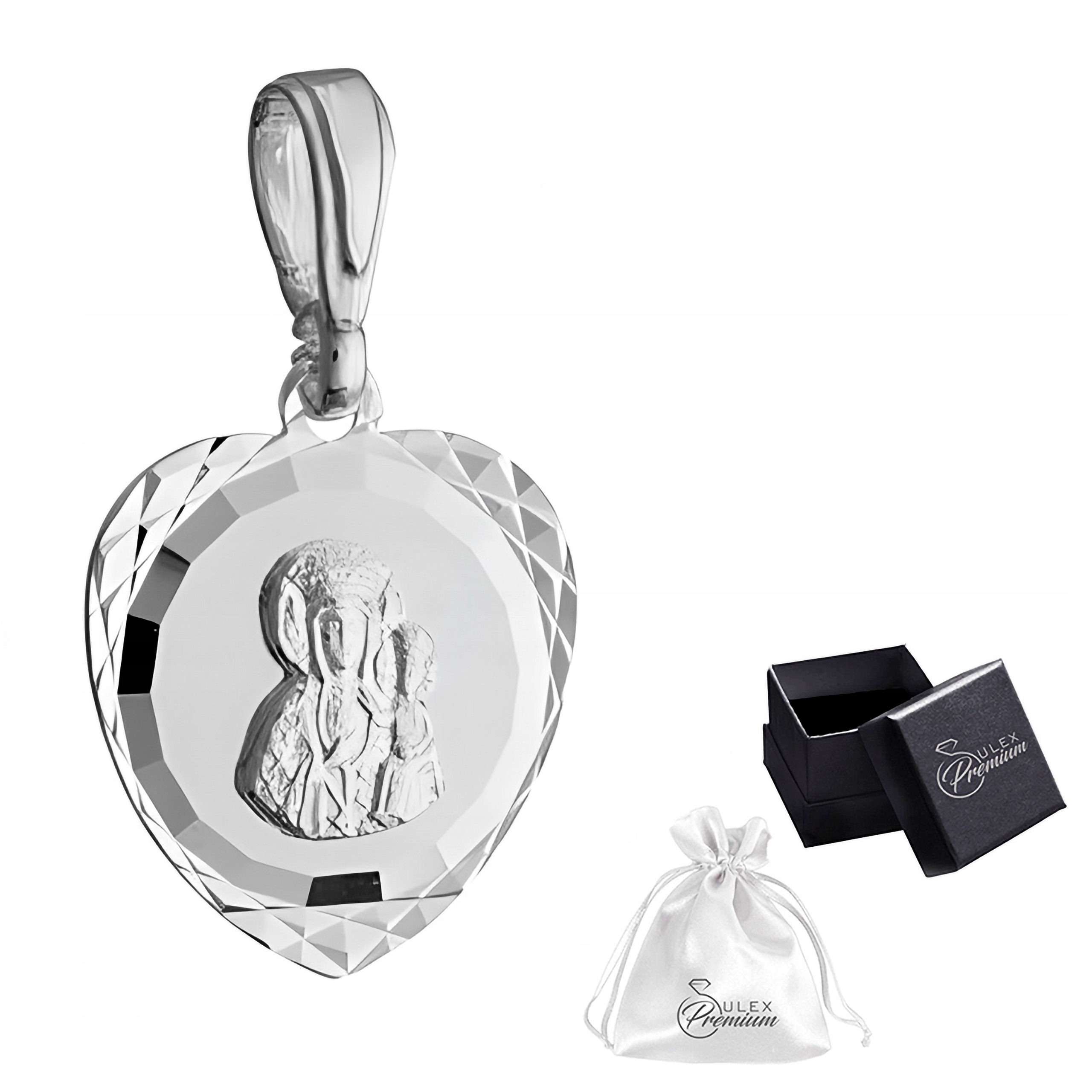 Medailon stříbro 925 s obrázkem Panny Marie Čenstochovské Gravírování