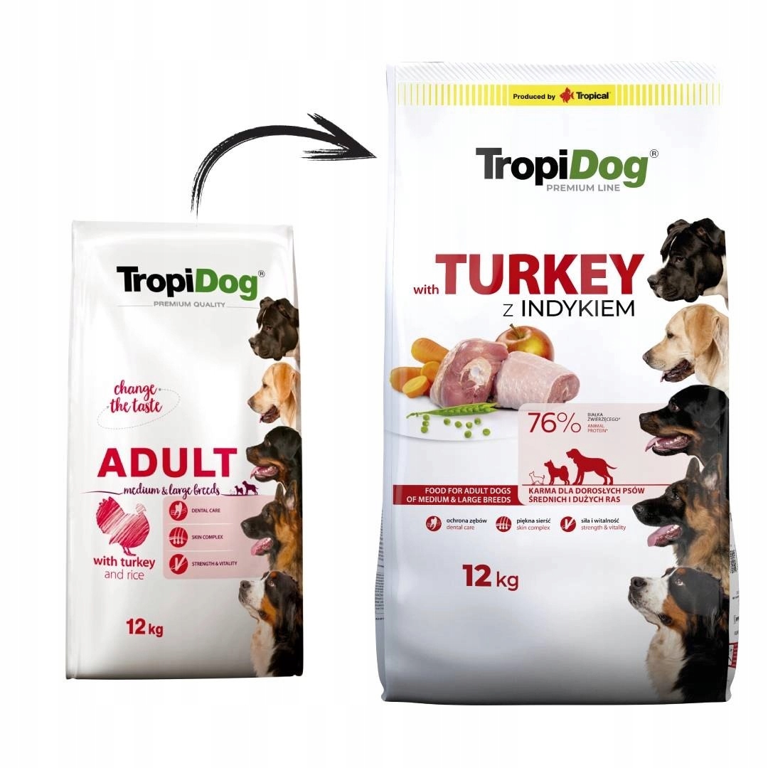 Tropidog Premium Adult Medium &amp; Large Breed Krůta s rýží 12 kg