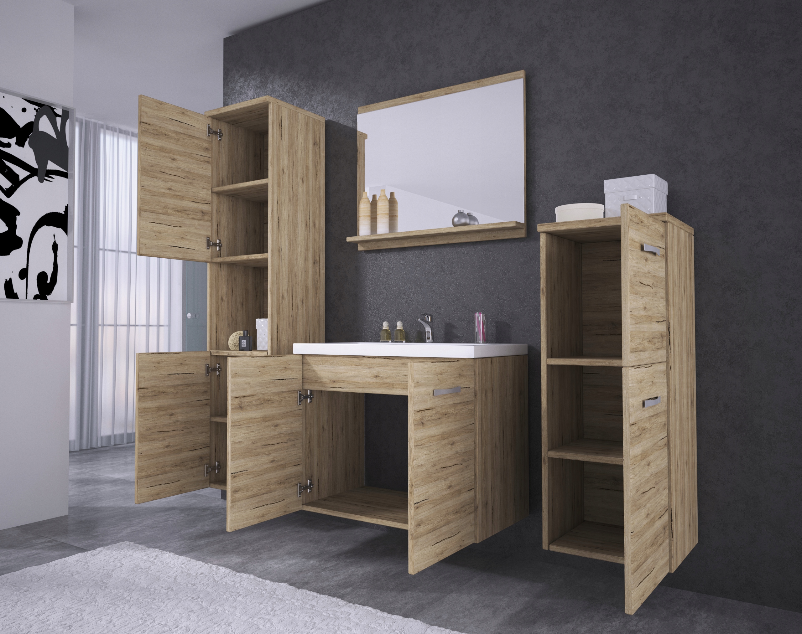 Zestaw mebli łazienkowych Ohio z umywalką. EAN (GTIN) 5902115979156