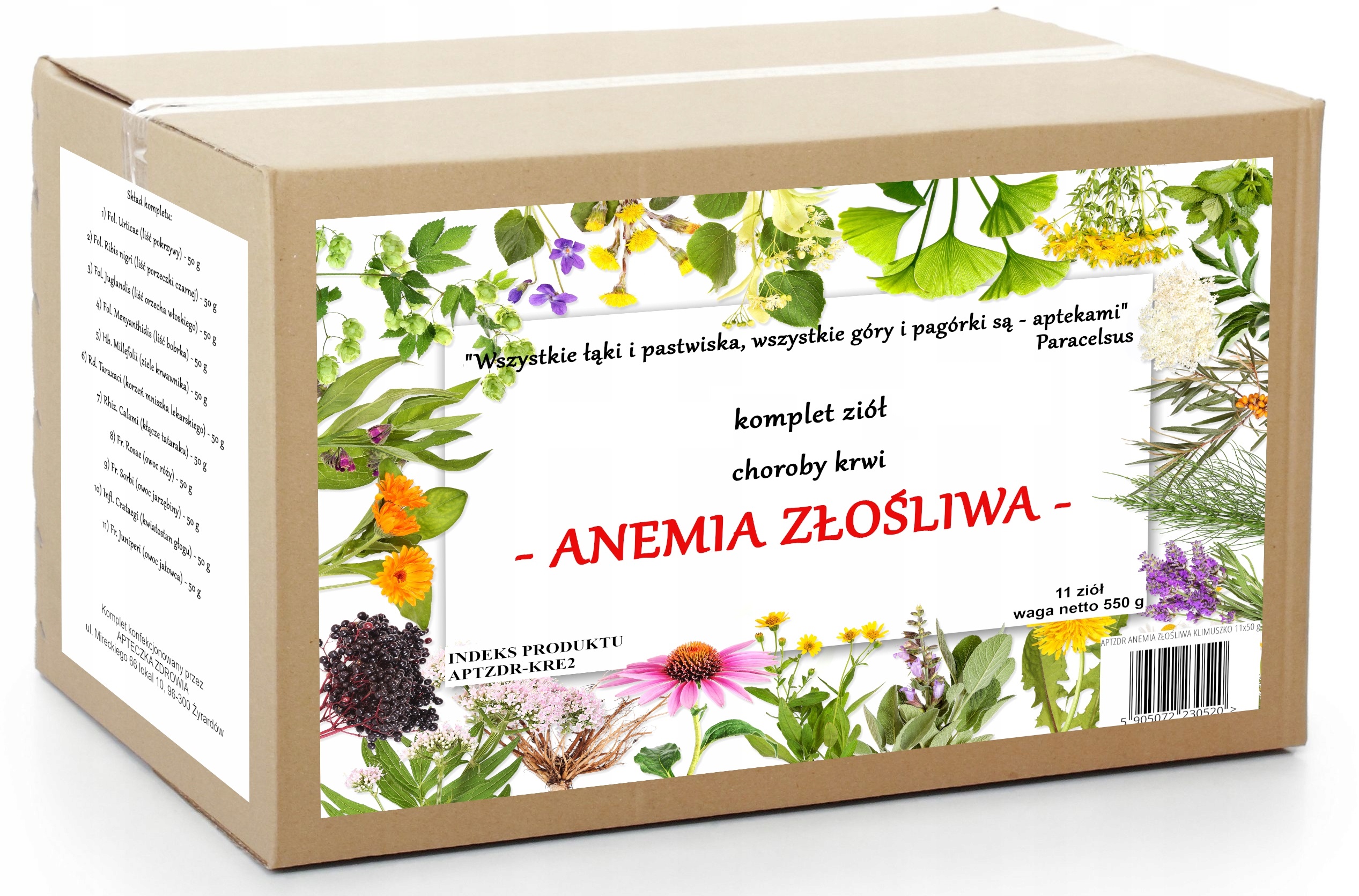 Anemia komplet ziół na Niedokrwistość hemoglobina 550g tradycyjna receptura