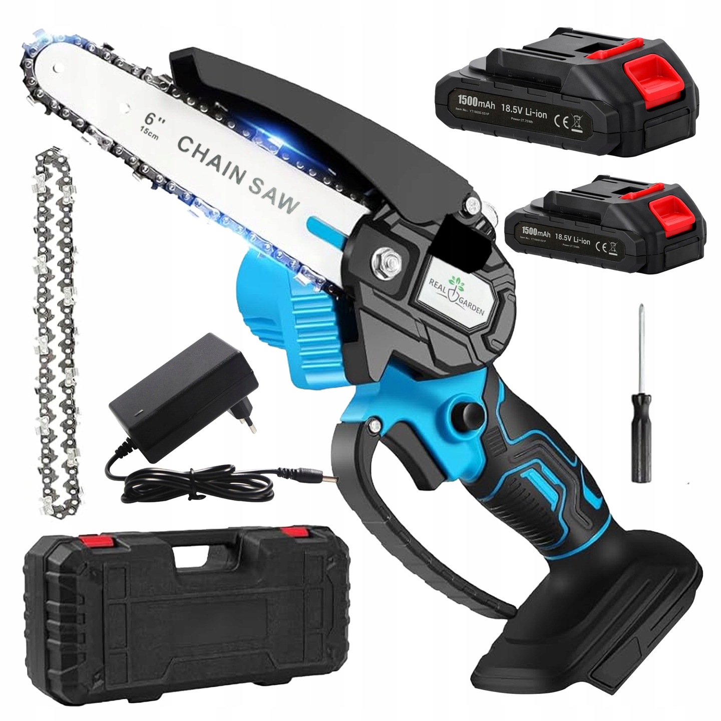 Akumulátorová Bezkartáčová Řetězová Pila 6“ 2xAKU 21V Větvová Pila