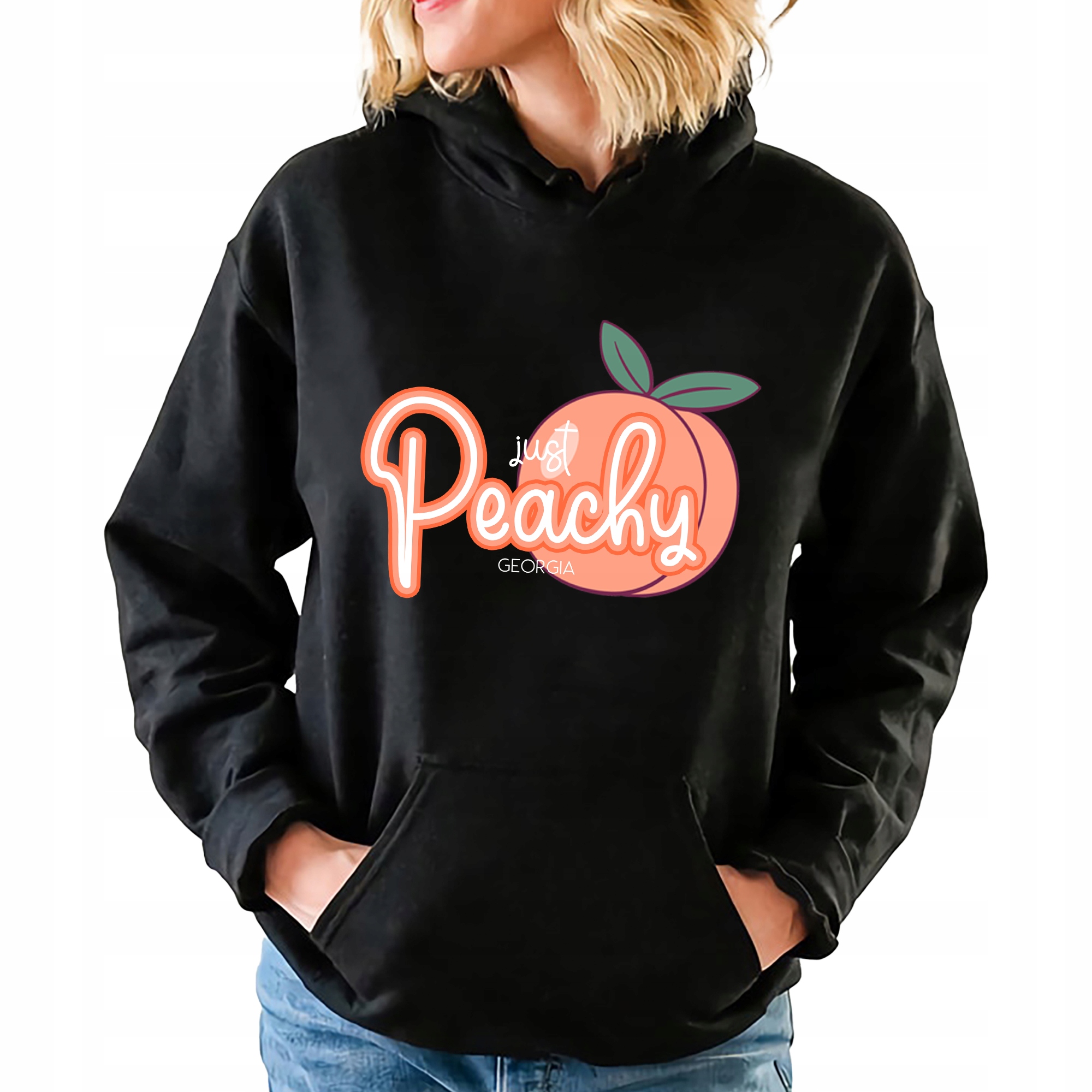 Mikina Černá S Kapucí Just Peachy Georgia jako Dárek Vzory Vel XXL