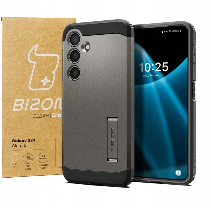 Pouzdro sklo pro Galaxy S24, Spigen , Bizon, sada, zadní kryt , pouzdro, kryt