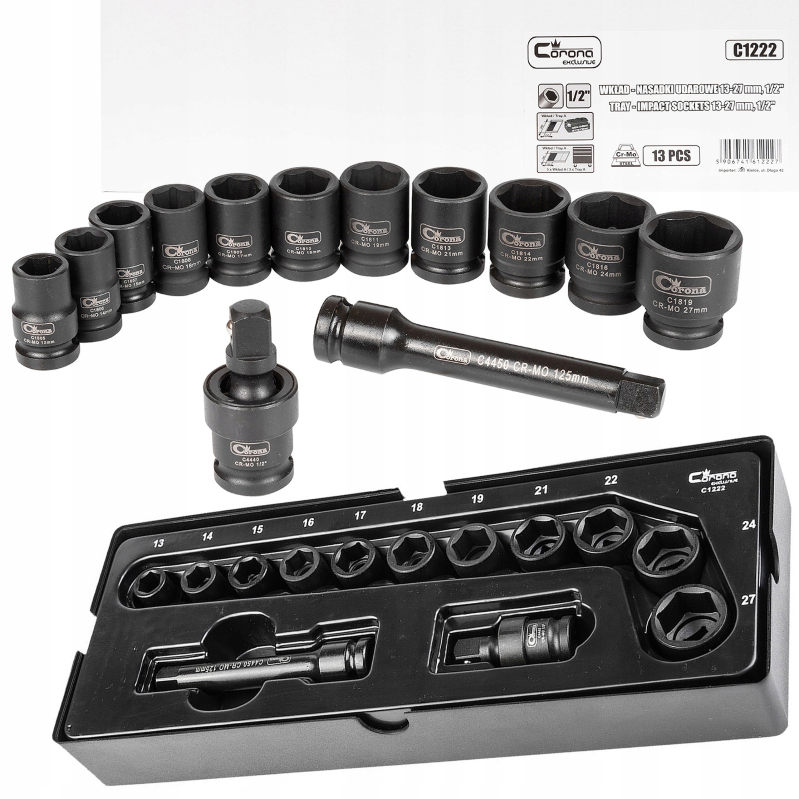 Richmann ударні насадки 1/2 ' 13-27мм + лоток C1222