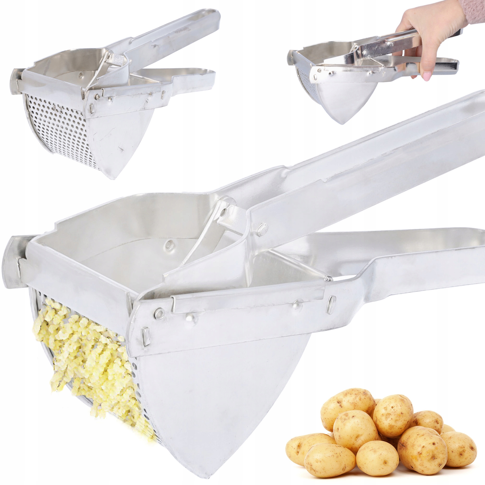 PRASKA DO ZIEMNIAKÓW STALOWA RĘCZNA MOCNA WYCISKARKA DO WARZYW SOLIDNA