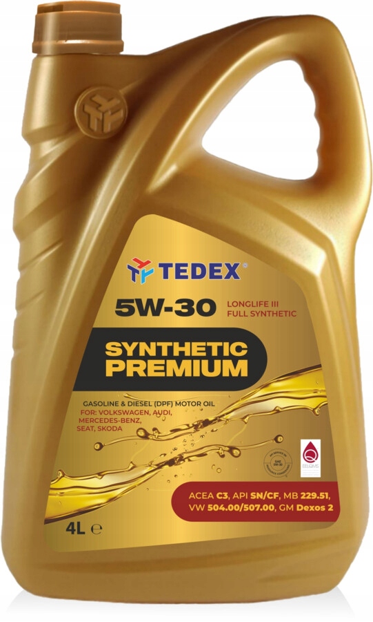Olej silnikowy Tedex Synthetic Premium Sae: 5W30 4L Zapach Do Auta