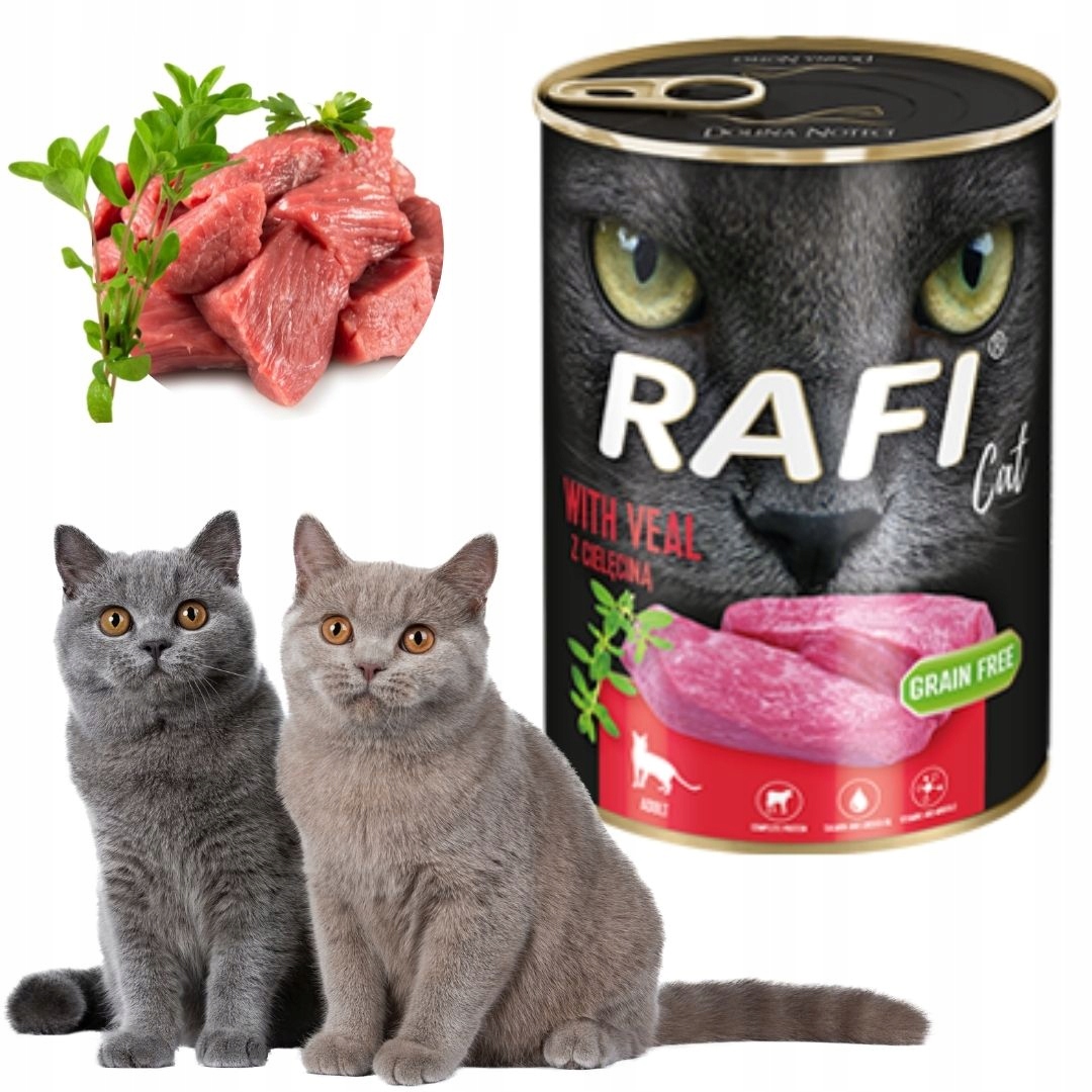 Karma dla kota cielęcina Rafi Cat Adult 400g x 12 EAN 5902921394563