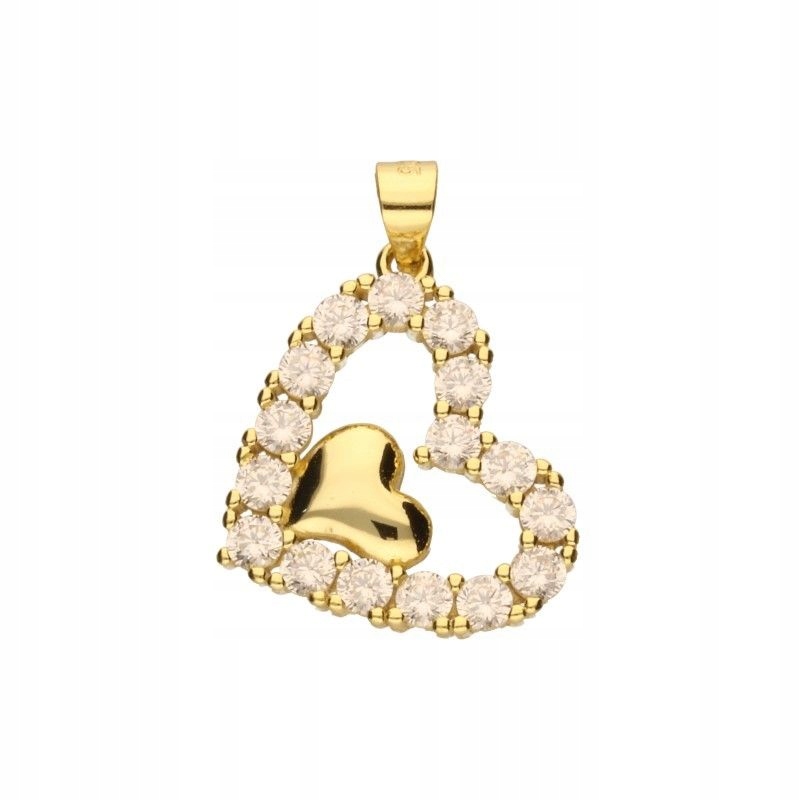 Dámský přívěsek Ažurové srdíčko, Stříbro 925 Pozlacené Zirkony 18x21 mm