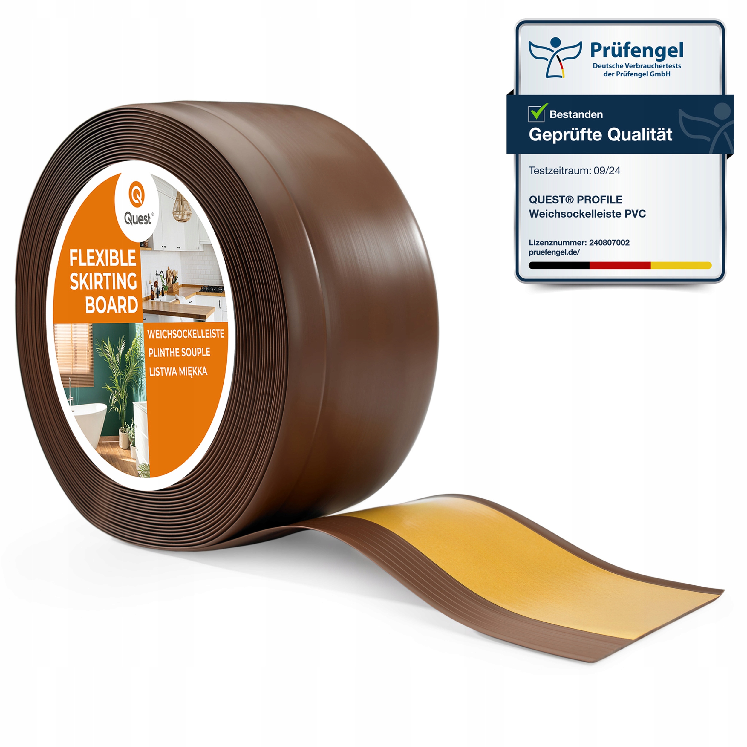 Podlahová lišta soklová, samolepiaca Pvc 100/25 hnedá, 25 m