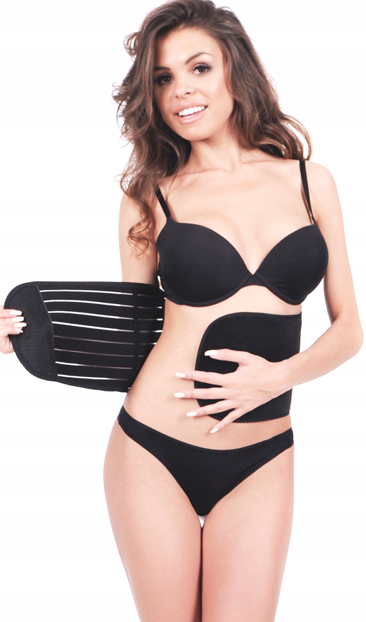 Orirose PAS mocno WYSZCZUPLAJĄCY modelujący brzuch talię poporodowy na rzep Kolor czarny