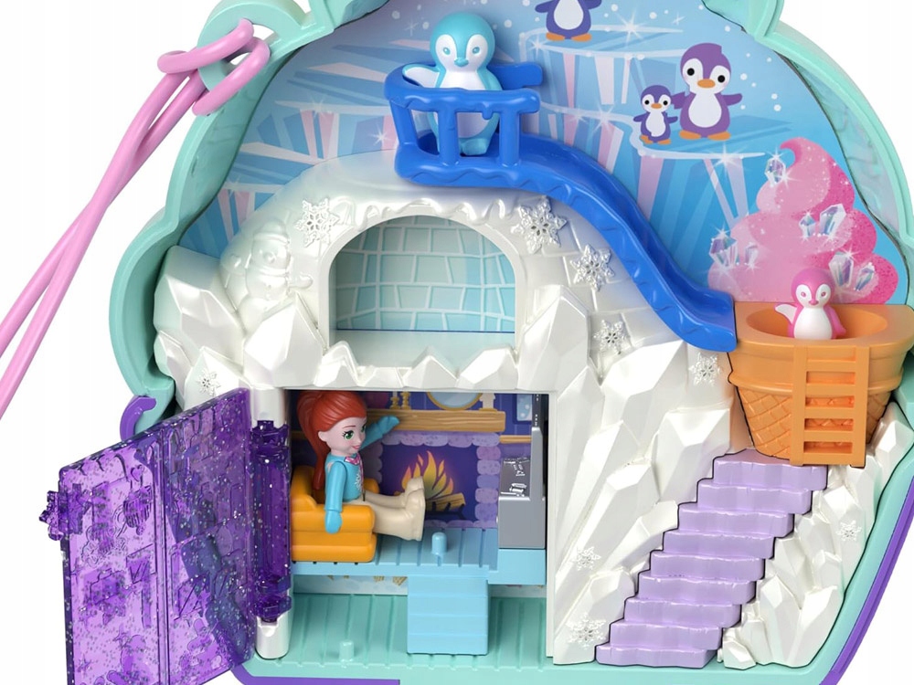 Zestaw Polly Pocket Śnieżny pingwinek zamykany domek figurki akces ZA6050 Kod producenta HRD34