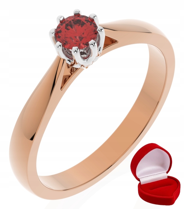 Zlatý Prstýnek 585 14k Rubín 0,24 ct Růžové Zlato R14