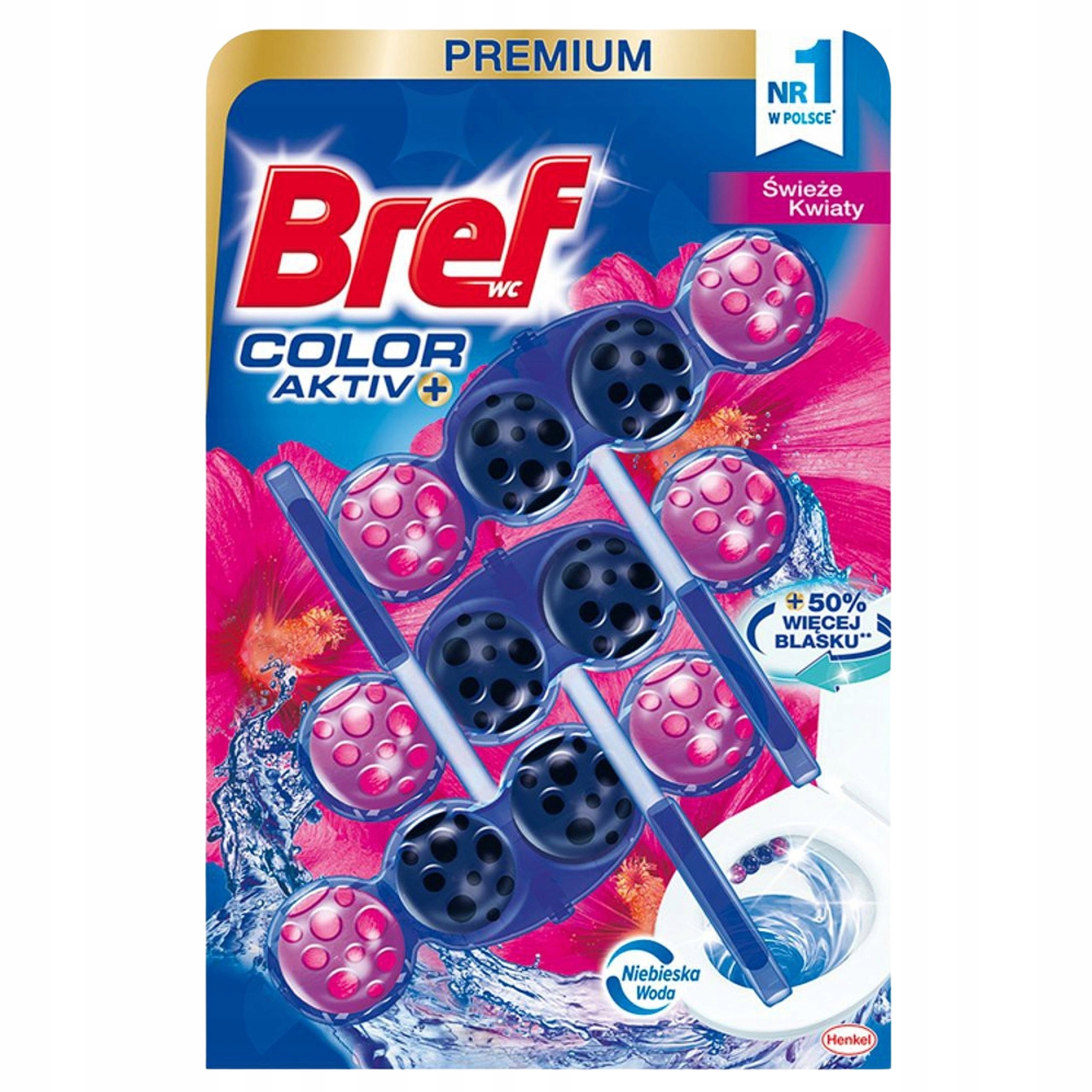 BREF COLOR AKTIV ŚWIEŻE KWIATY – ZAWIESZKI DO WC BARWIĄCE WODĘ 3×50 G