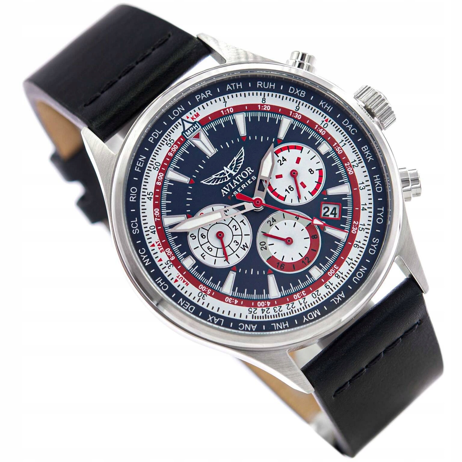 Pánské Hodinky Aviator AVW85192G436 F-series Dual-time Elegantní Na Řemínku
