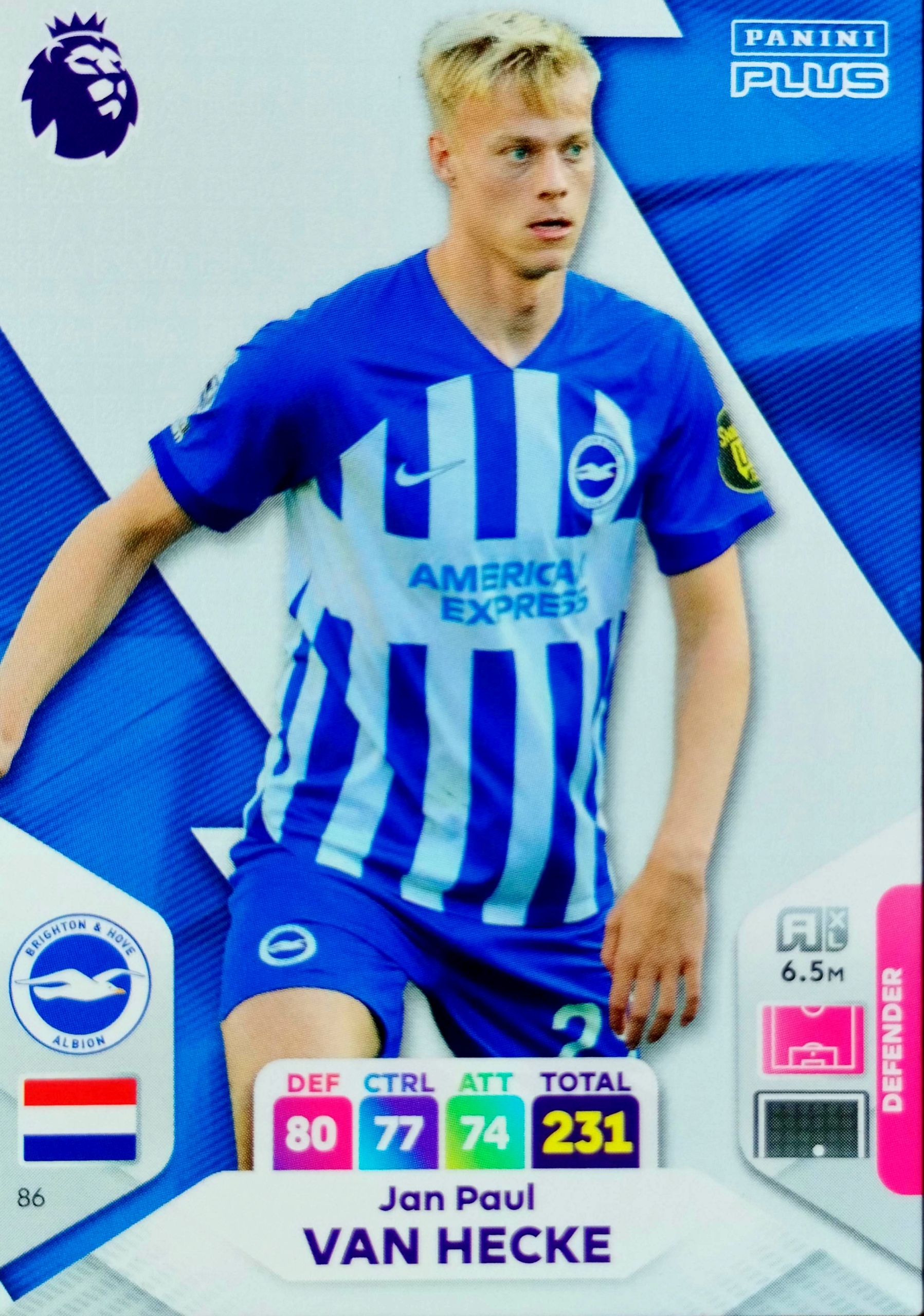Panini Premier League 2024 Plus 86 Jan Paul Van Hecke Brighton & Hove