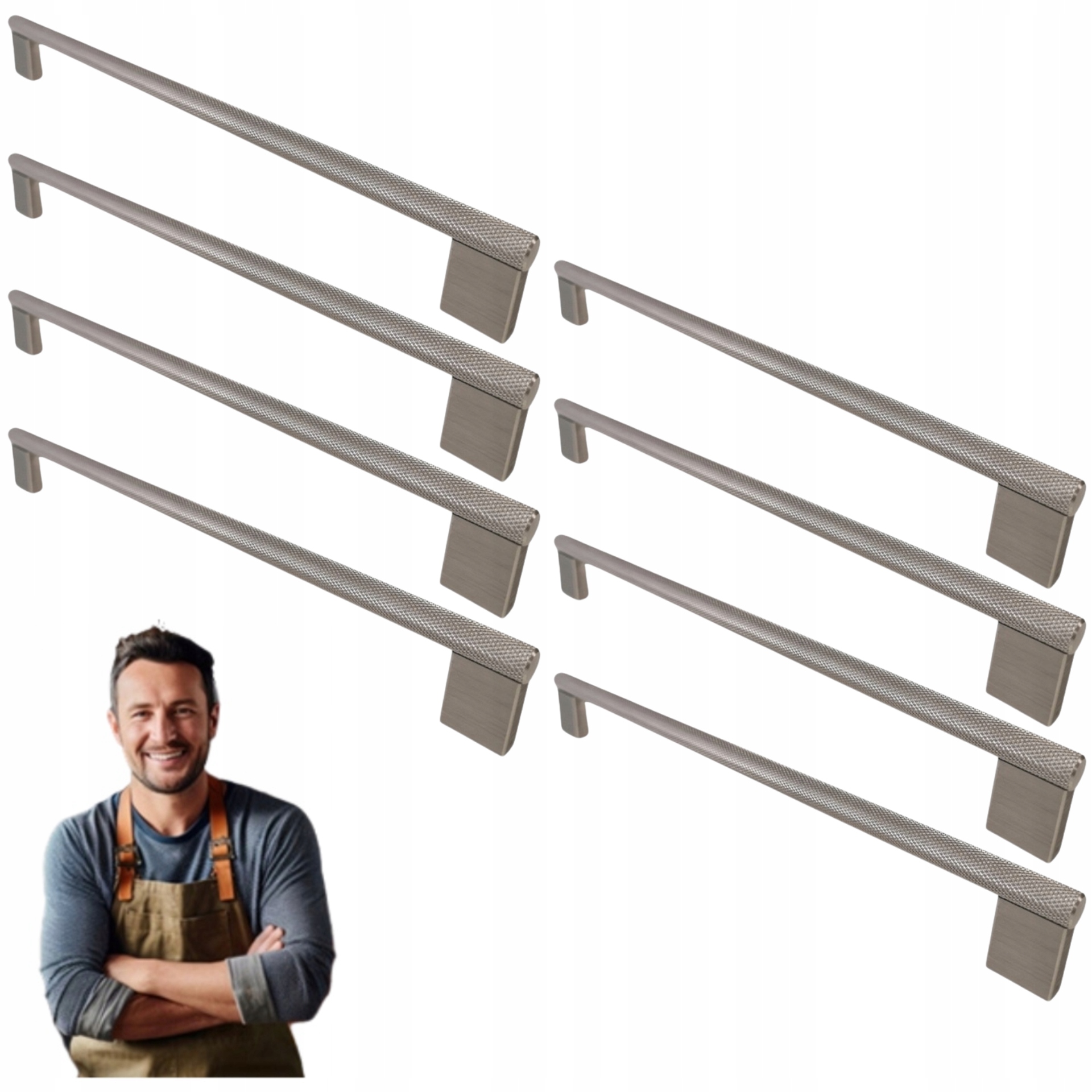 Nábytkový držiak na skrinku Zásuvky Barro 256 mm, oceľ vrúbkovaná 8ks