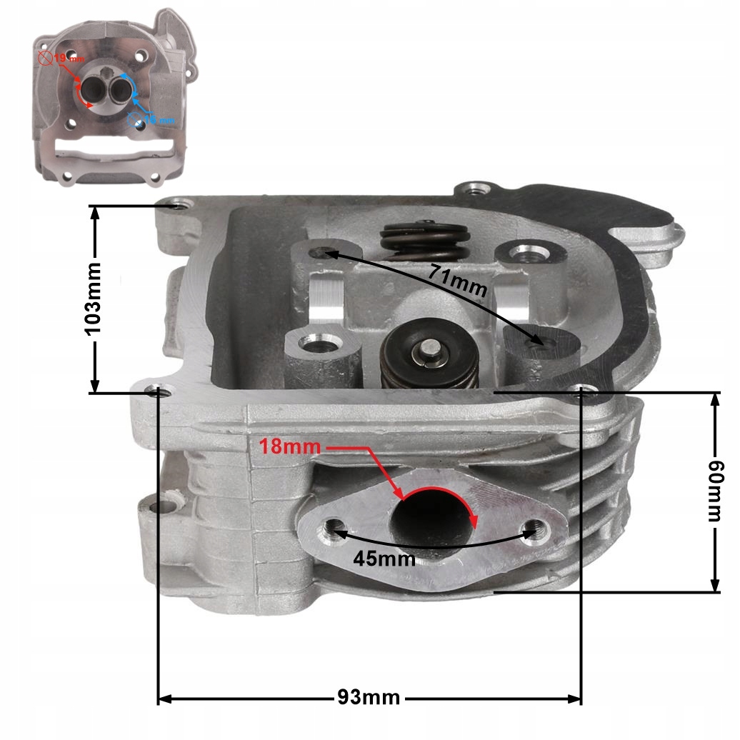 Głowica 80cc skuter z silnikiem poziomym GY6 4T Producent Moretti