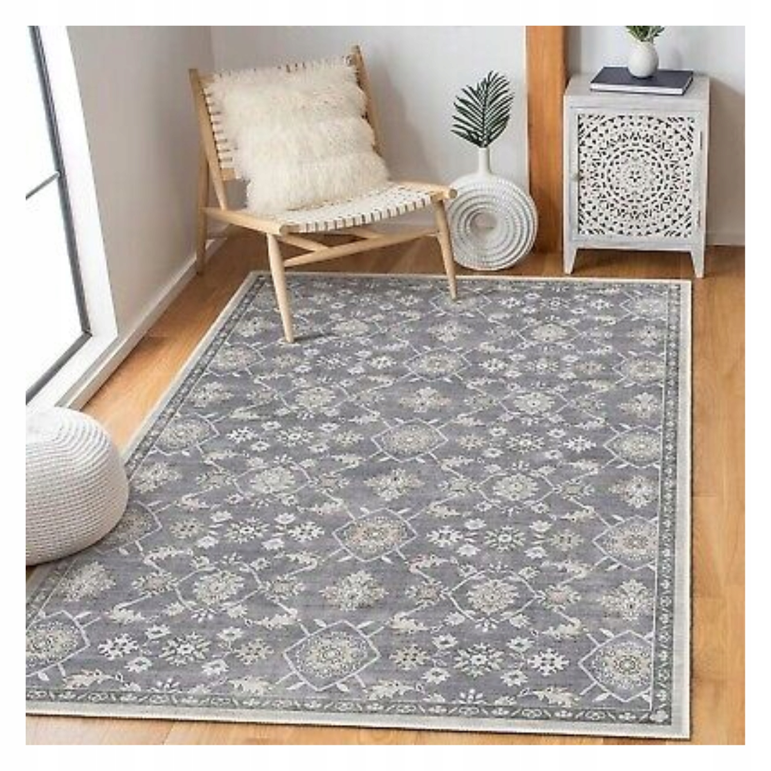 Koberec Weaviva 152x213 cm sivý s krátkym vlasom, prateľný, do obývačky alebo kancelárie