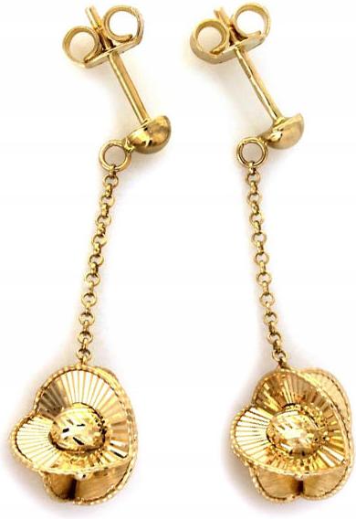 Zlaté náušnice 585 řetízek s přívěskem, elegantní vzor pro ni