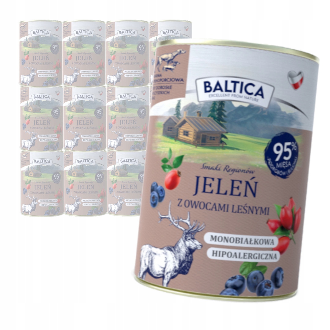Levně Baltica Jelen s lesními plody 12x400g Hypoalergenní Vlhké Krmivo pro psy
