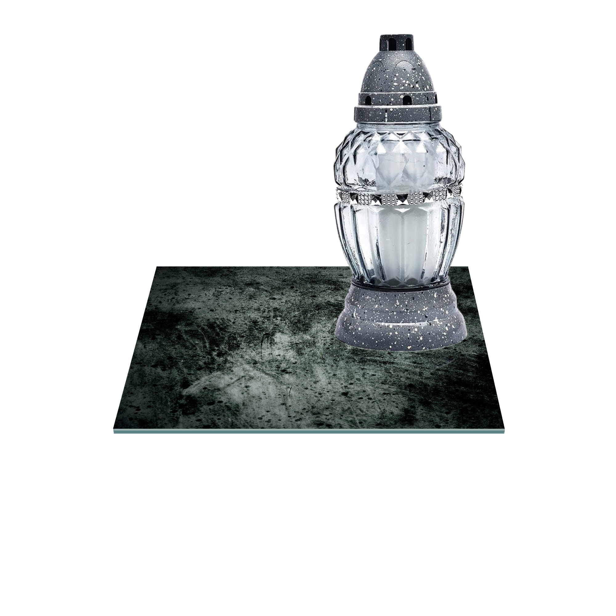 SZKLANA PODSTAWKA POD ZNICZE 40x40cm Beton 32h