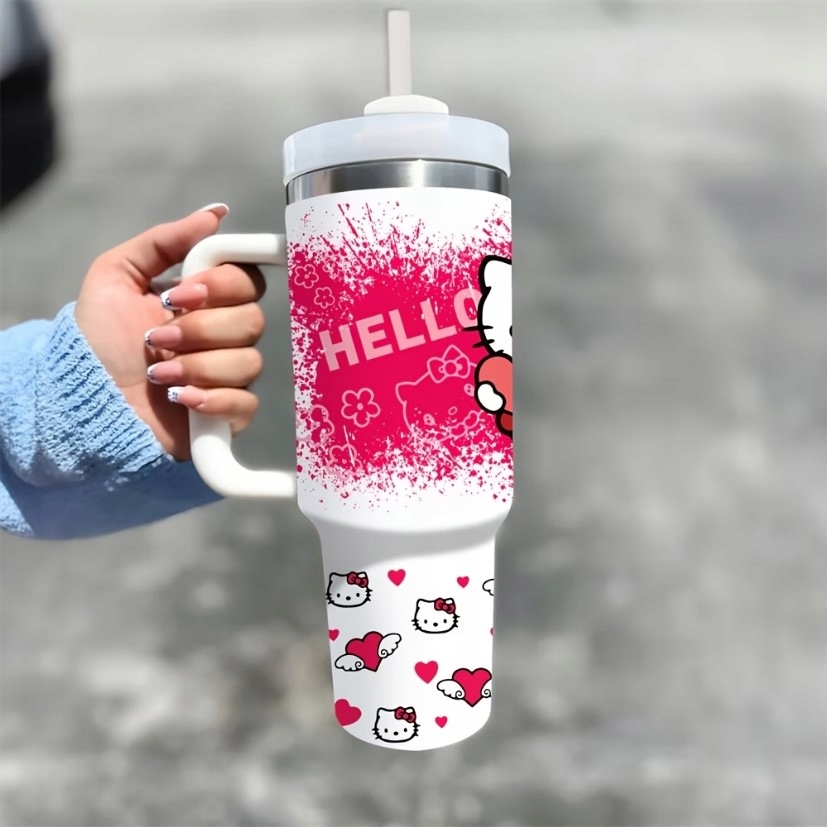 Termohrnek termoska velká lahev na pití Hello Kitty Růžová Kawaii Ytk 1200 ml