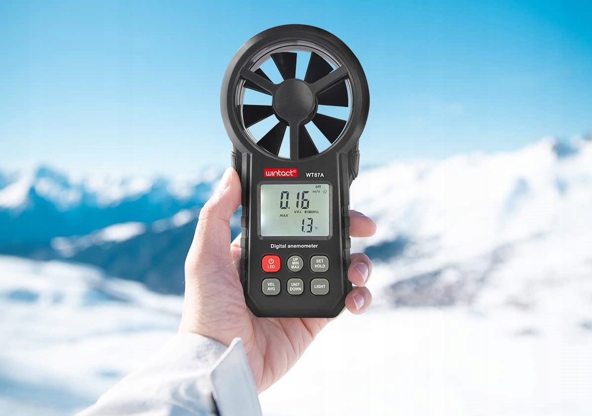 ANEMOMETR WIATROMIERZ POMIAR PRĘDKOŚCI POWIETRZA MIERNIK WIATRU TEMPERATURY Jednostki pomiaru prędkości powietrza ft/min