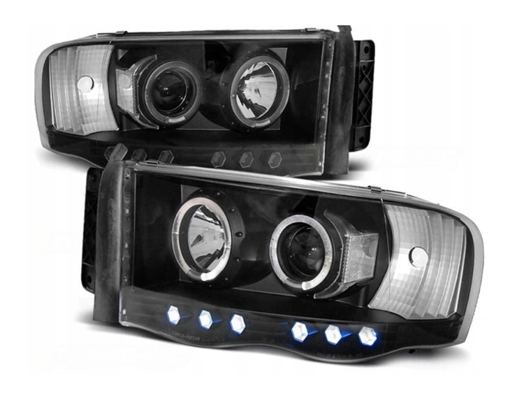 Фары Рефлекторы Новые Dodge Рэм 02-06 Кольца Black