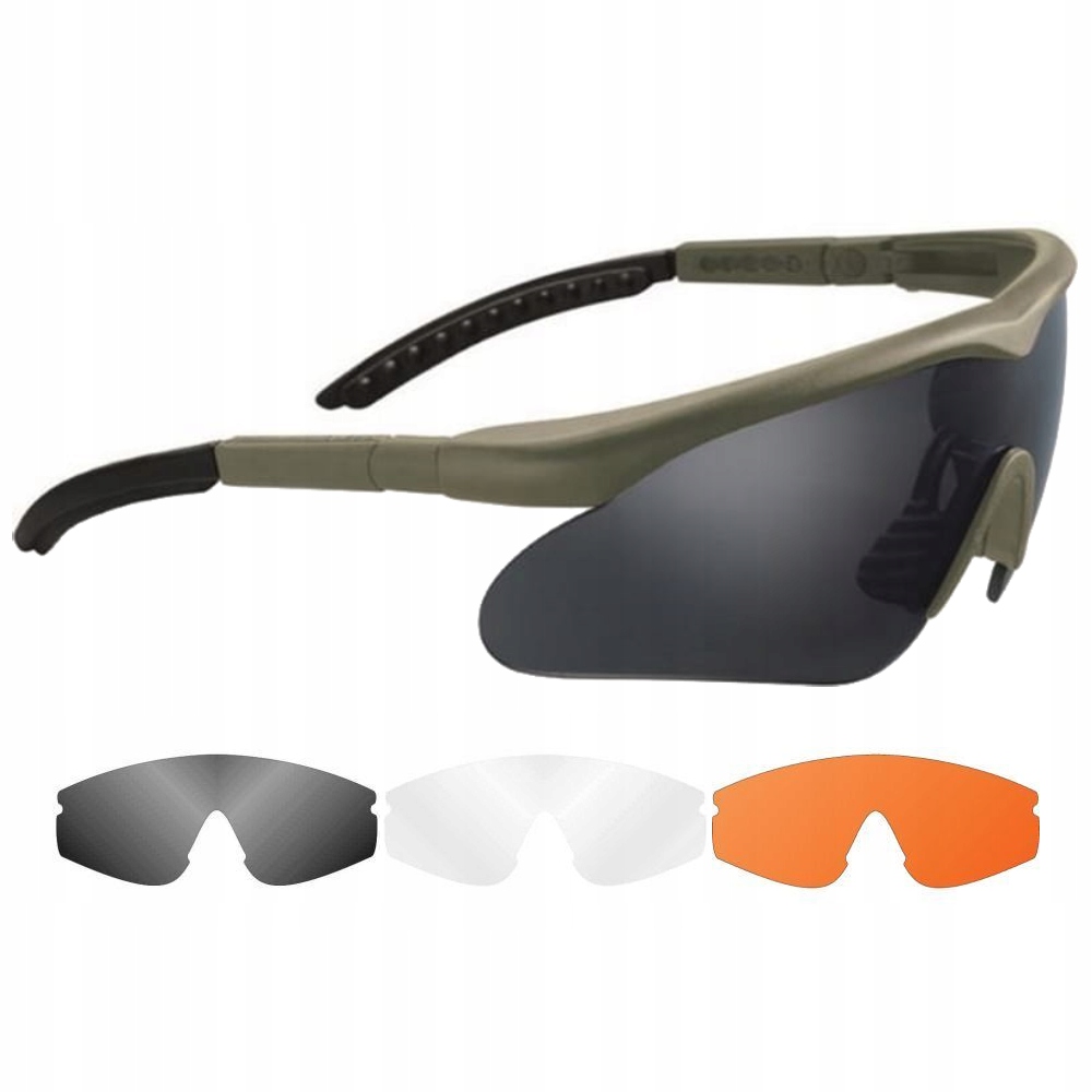 Okulary Balistyczne Swiss Eye Raptor Olive 3 Soczewki Stanag 2920