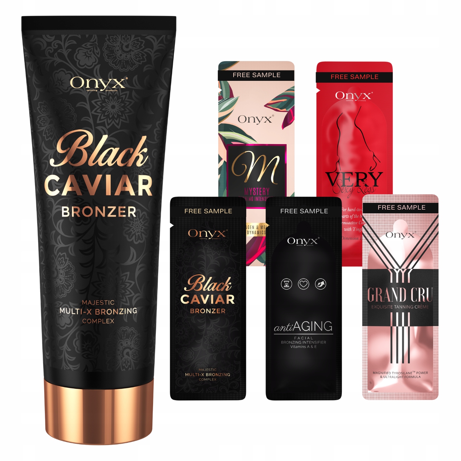 Onyx Black Caviar silný tmavý bronzer pro opalování v soláriu vzorky