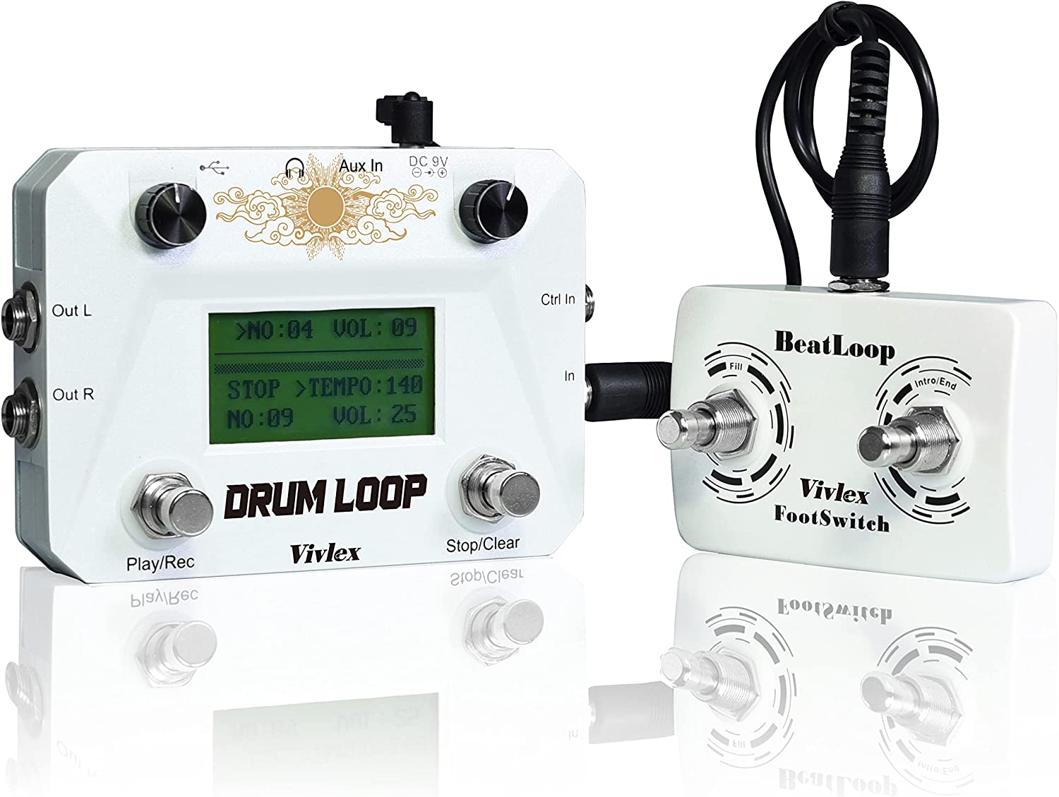 Vivlex Drum loop Footswitch looper LCD drum gitara