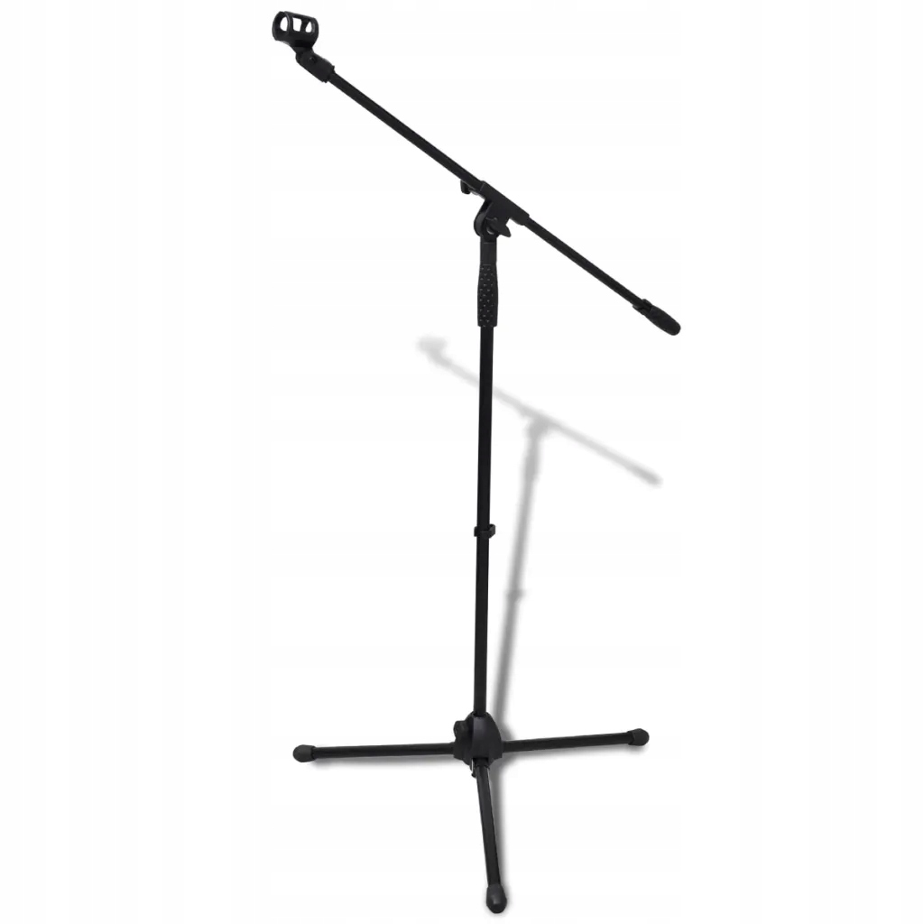 Regulowany statyw na mikrofon czarny, stalowy, 94-165 cm, składany