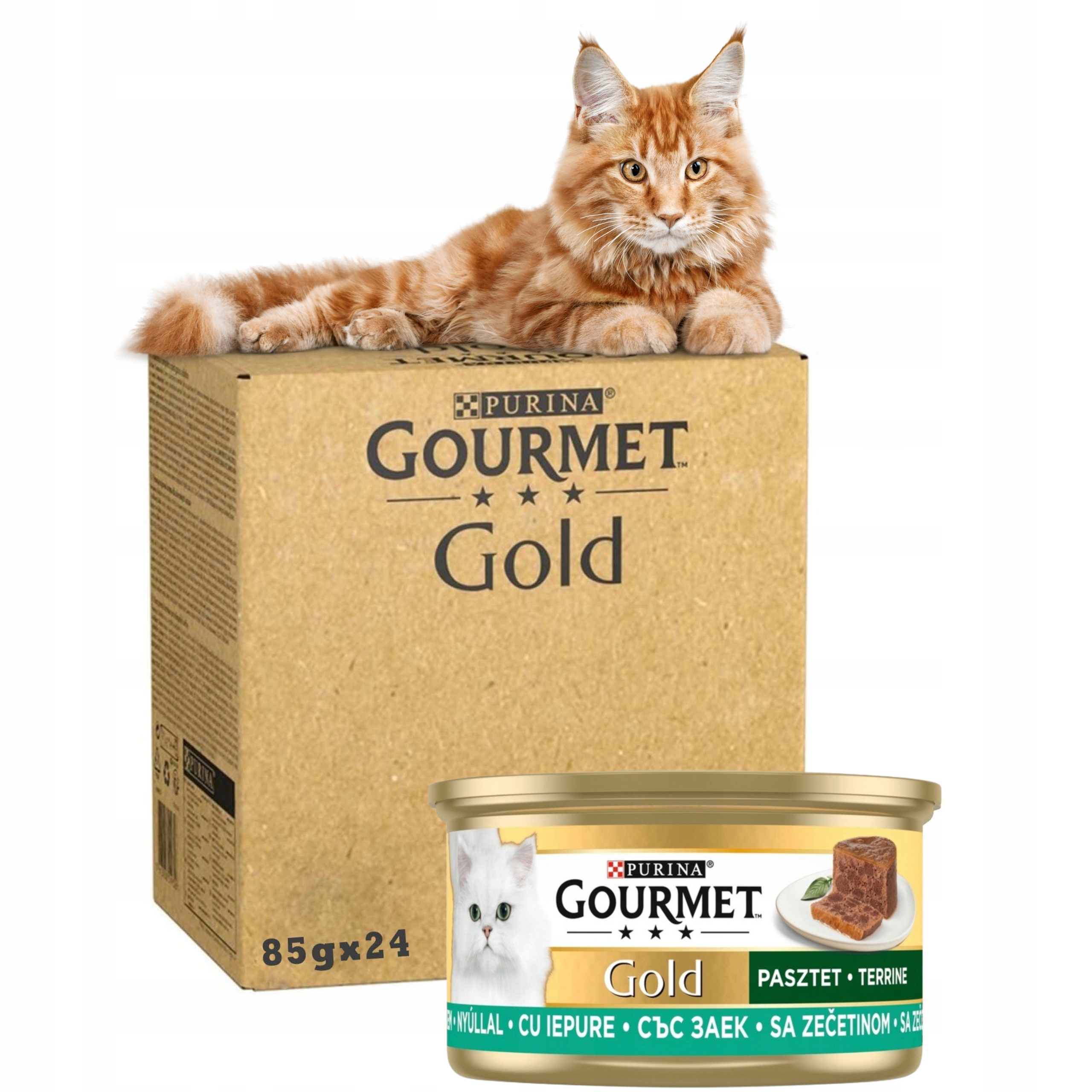 Levně Purina Gourmet Gold Vlhké krmivo Paštika s kousky králíka 85 g x 24 kusů