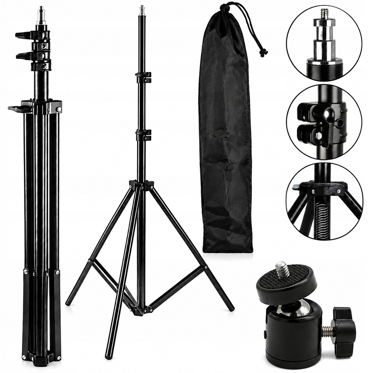 Studiový Osvětlovací Stativ 290 CM 5 Kg 16 MM 1/4" Taška Hlava