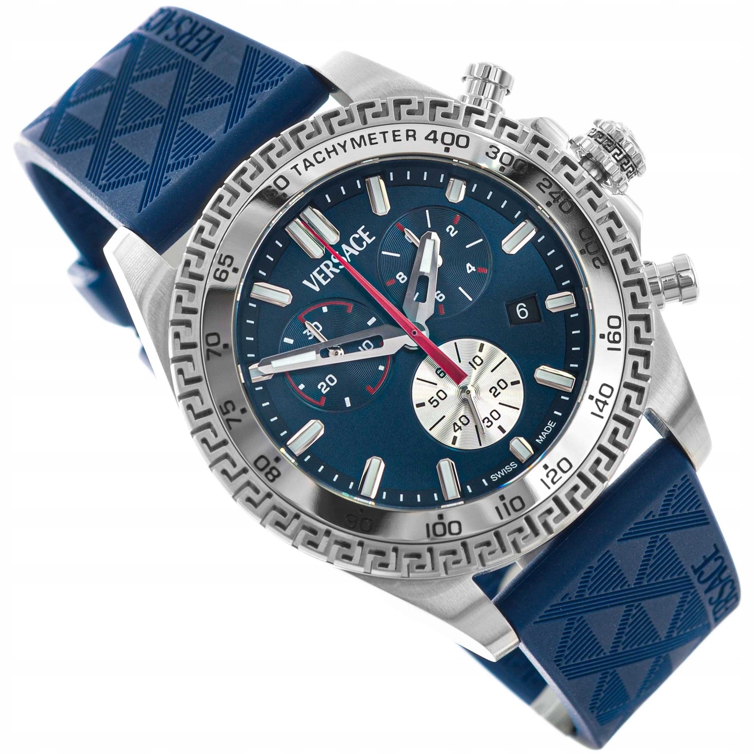 Pánské Hodinky Versace VE9K00124 Chrono X Granátová Barva Na Řemínku, Stopky