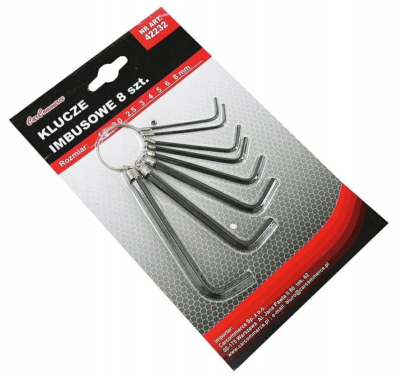 

Klucze Imbusowe Imbusy Hex 2-8mm 8 szt.