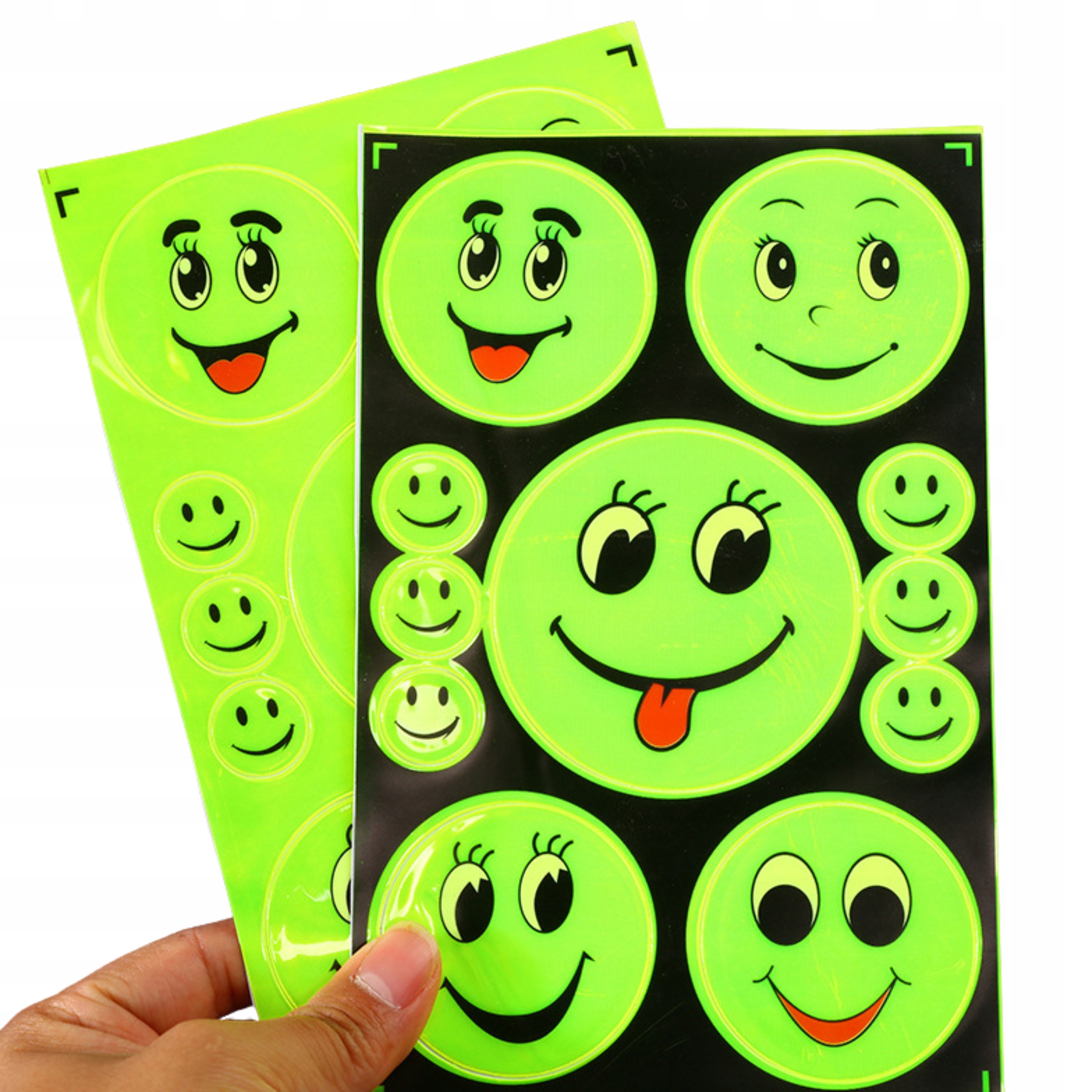 ODBLASKOWE NAKLEJKI BUŹKI EMITIKONY ODBLASKI NA ROWER PLECAK ZESTAW 11SZT Marka Gearox