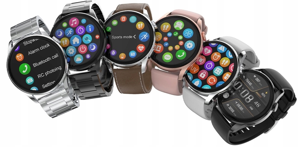 SMARTWATCH ZEGAREK MĘSKI ROZMOWY PL MENU 2 PASKI Kształt koperty okrągła