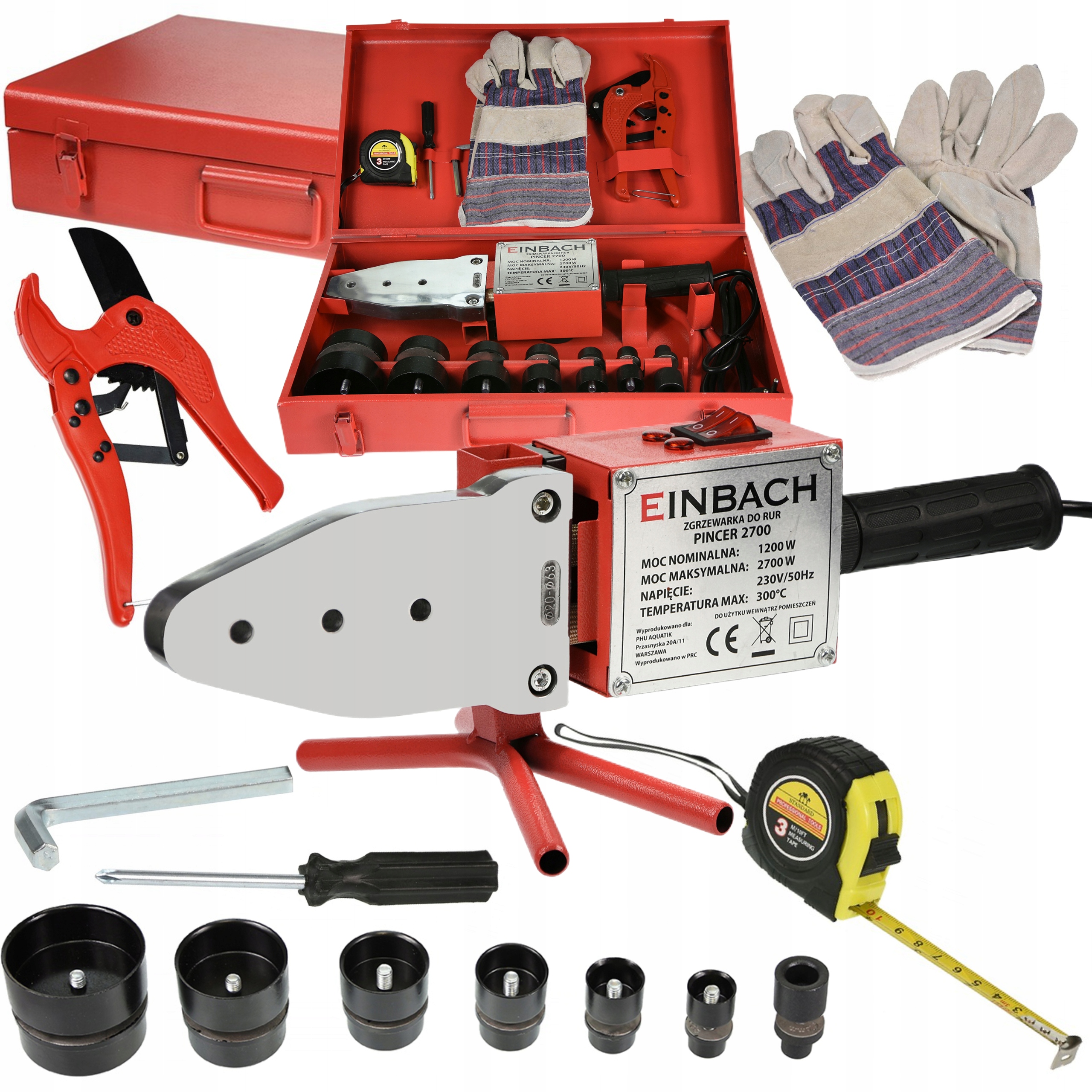 EINBACH ZGRZEWARKA DO RUR ZGRZEWANIA PCV PP 2700W ZESTAW WALIZKA PINCER2700
