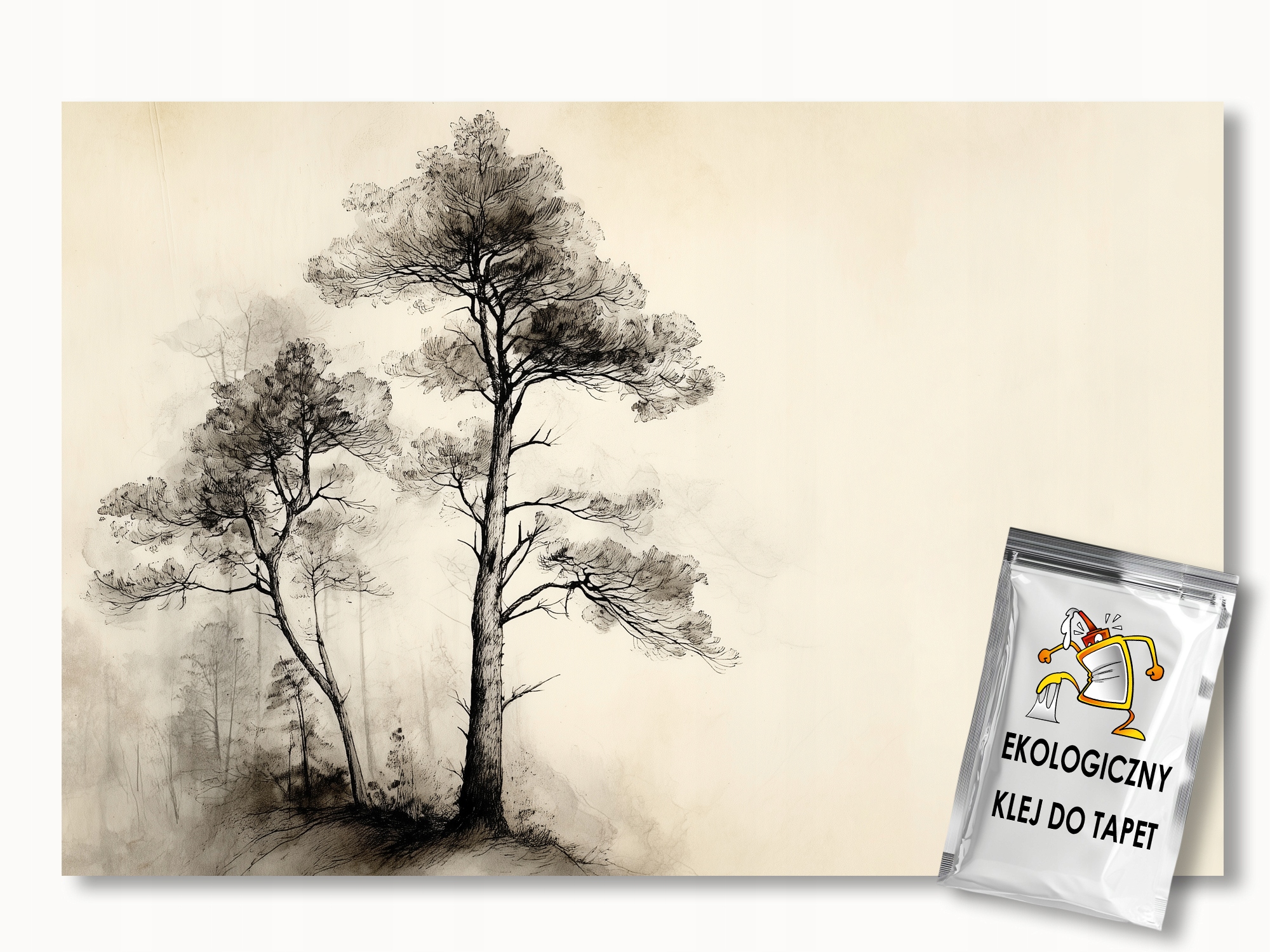 Fototapeta Flizelina Grafika Kresba Skica Stromy Mlha Retro 300x280 155g