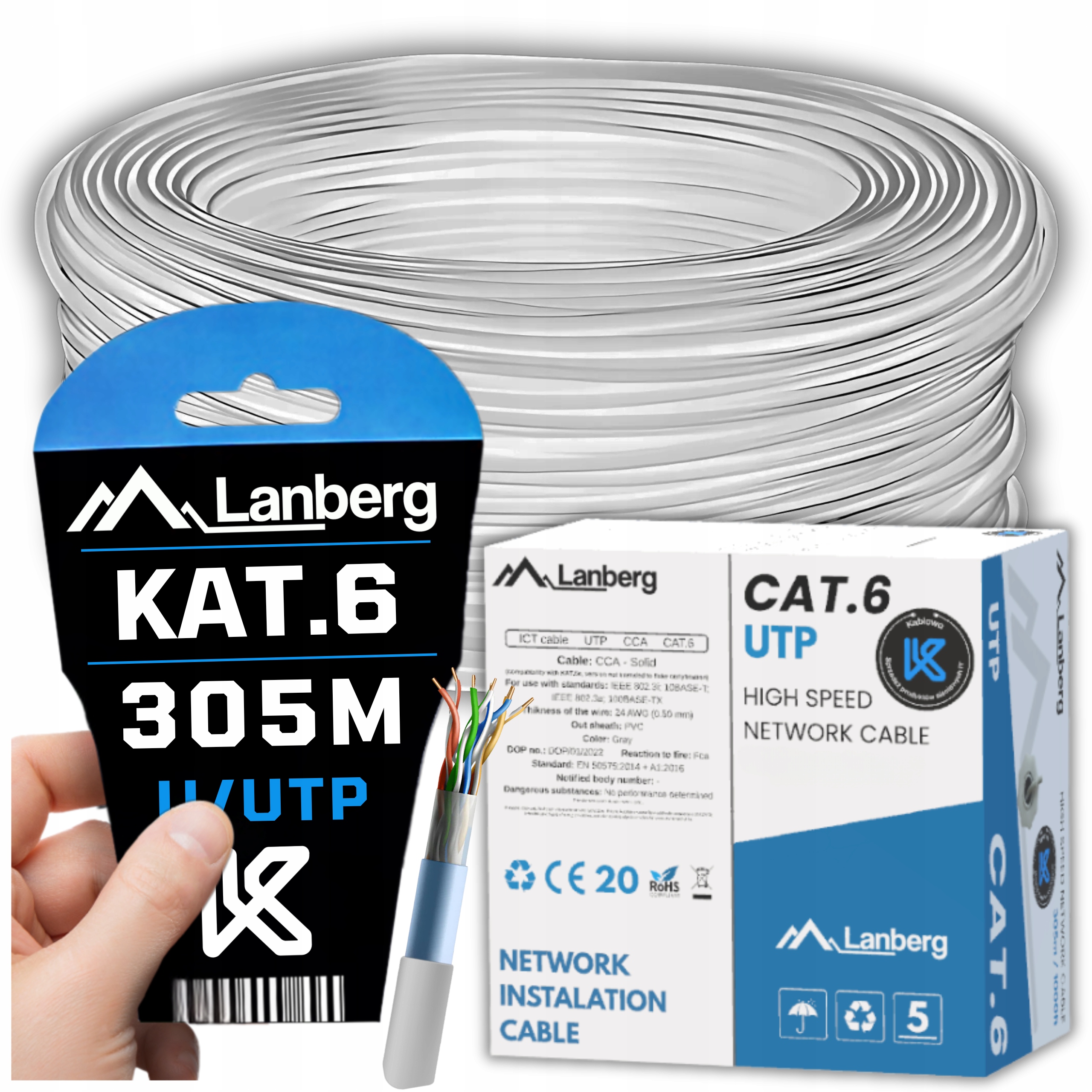 Skrętka Lanberg U/UTP kat. 6 305 m