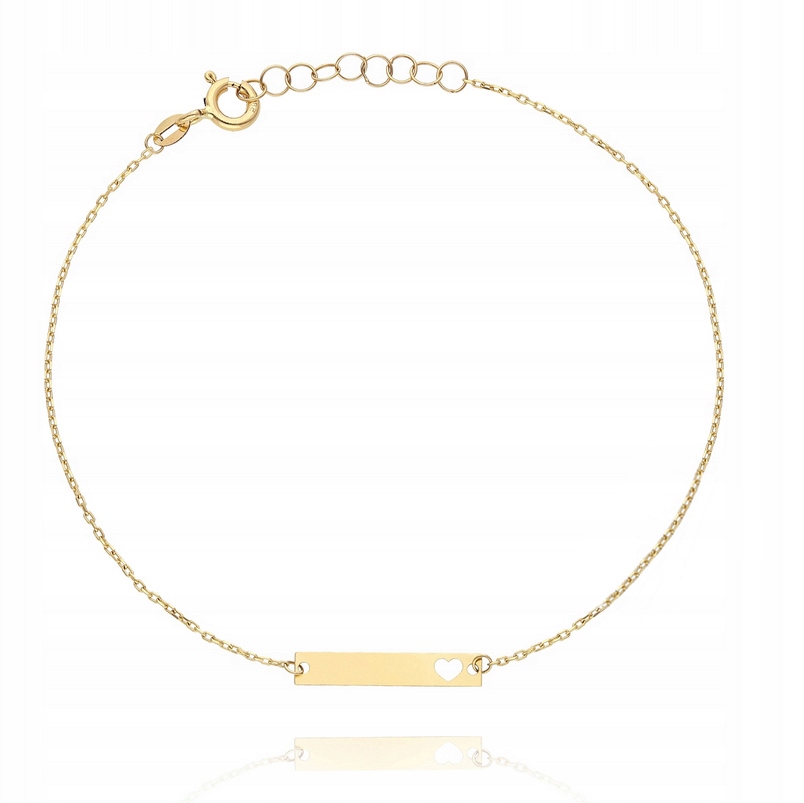 Zlatý náramek s plechem a srdíčkem PR.585