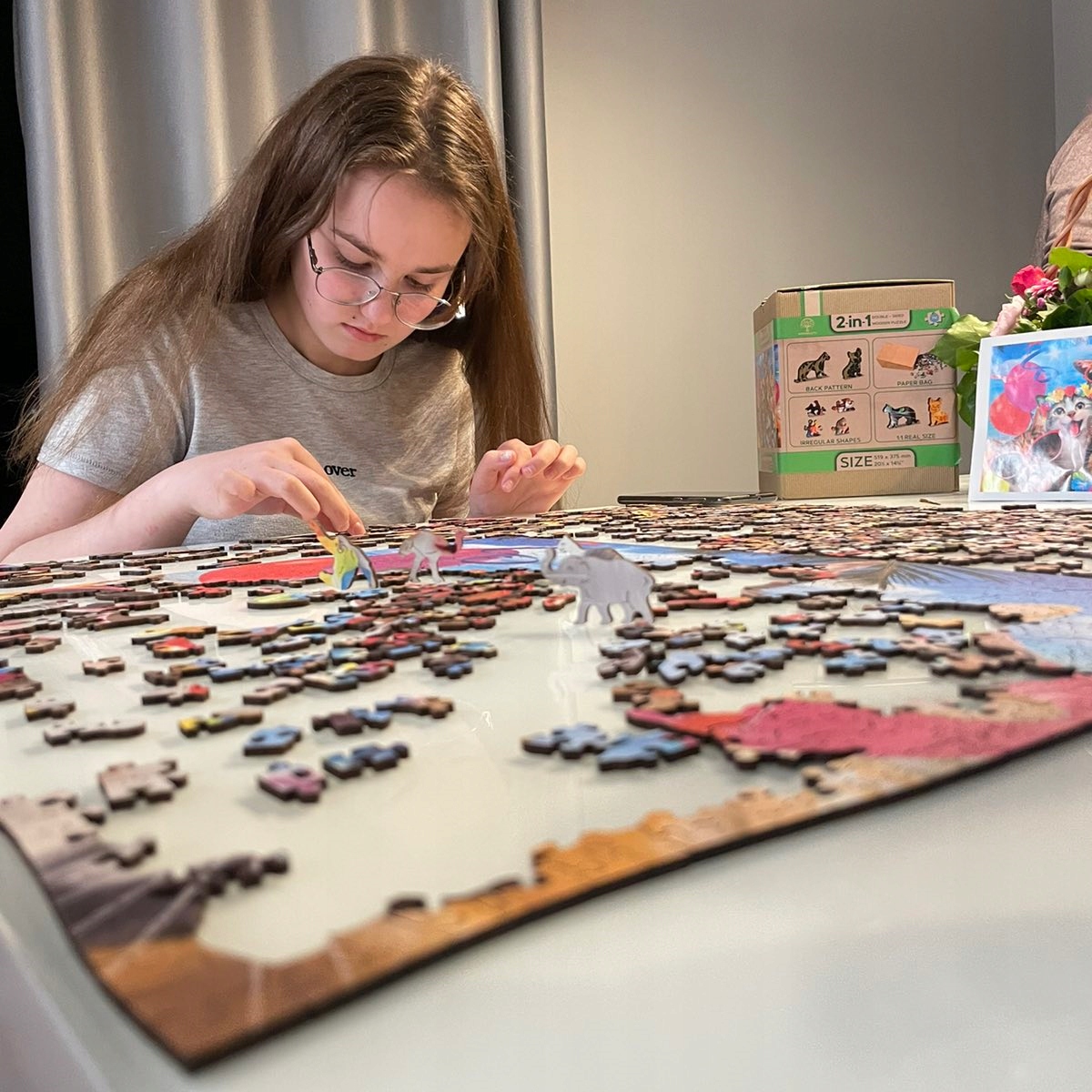 Drewniane Puzzle Amsterdam Nocą 500 +5 elemenów Materiał drewno