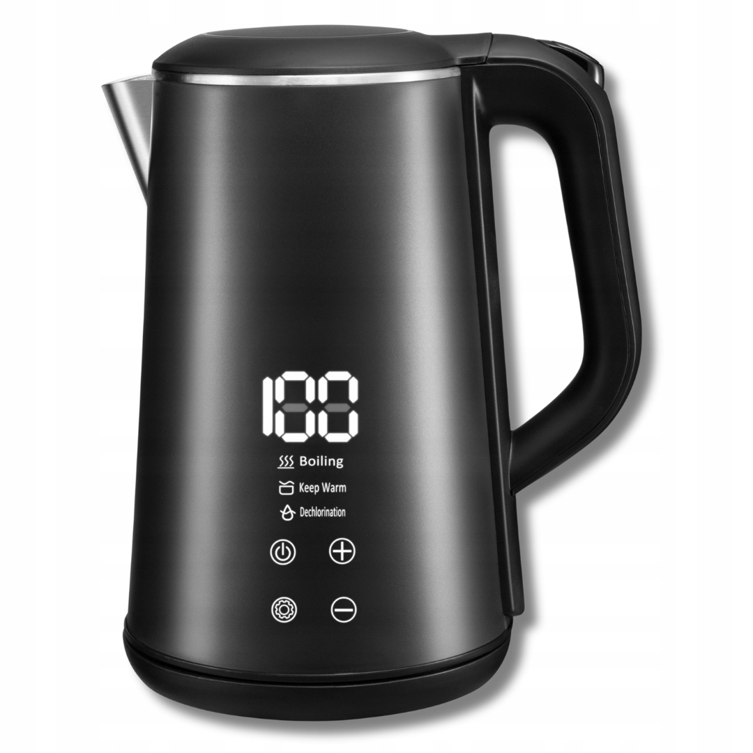 Czajnik Elektryczny Bezprzewodowy 1,6 L Regulacja Odchlorowanie |LED|Czarny