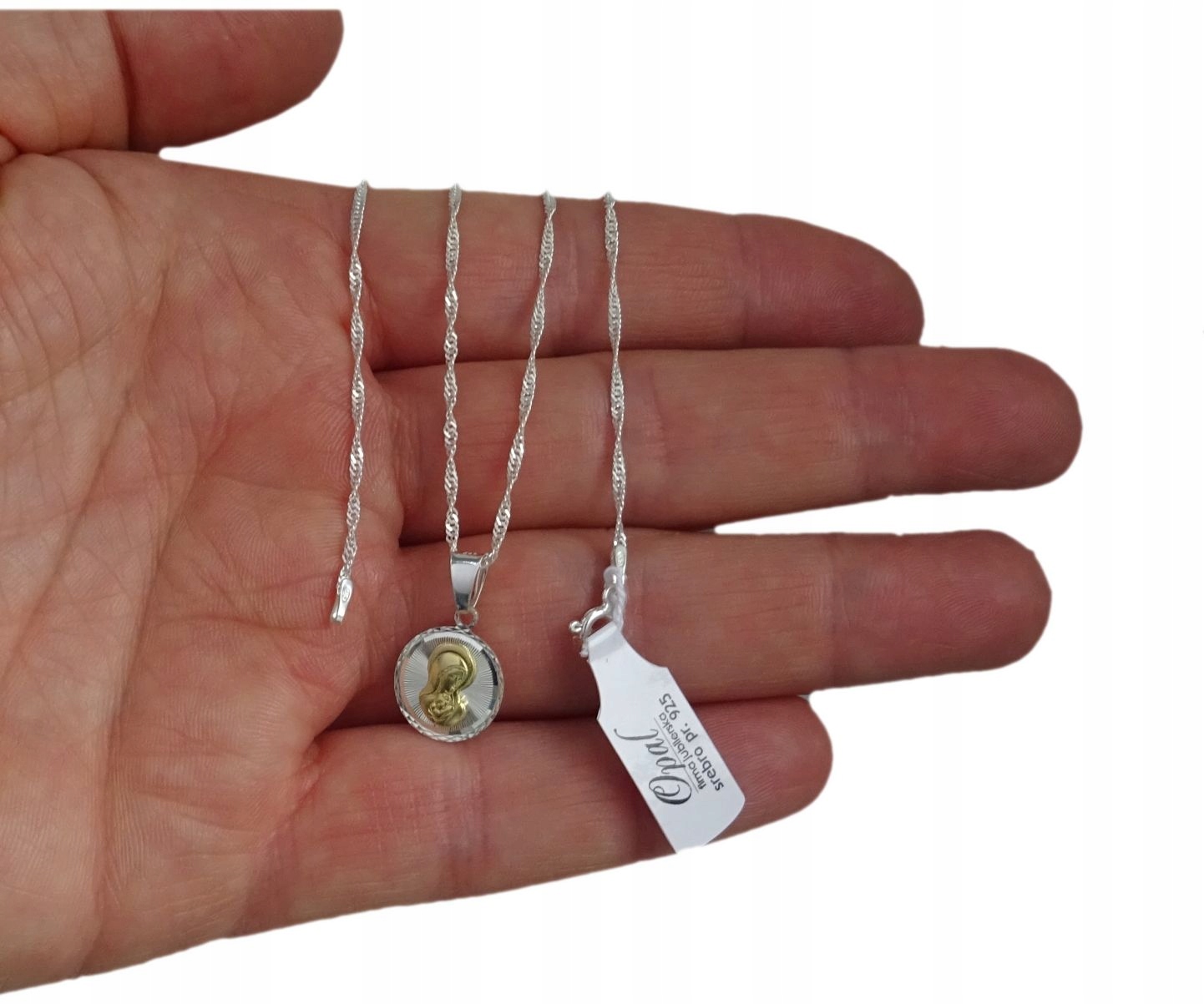 ŁAŃCUSZEK SREBRNY MEDALIK KOMUNIA , CHRZEST 42 CM. Marka Inna marka