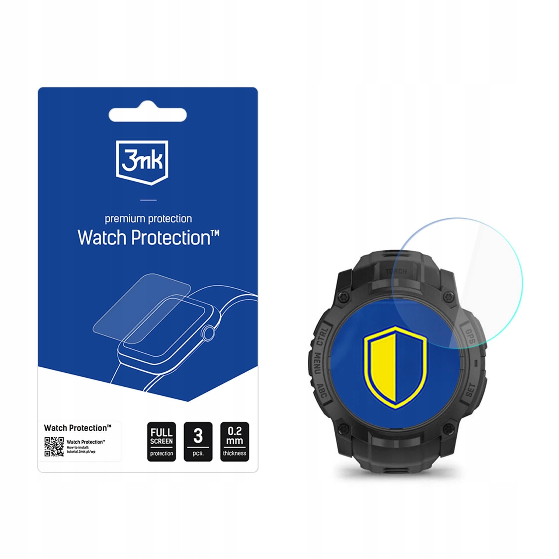 3 szt. Szkło hybrydowe 3mk do Garmin Instinct 3 Tactical Edition 50mm