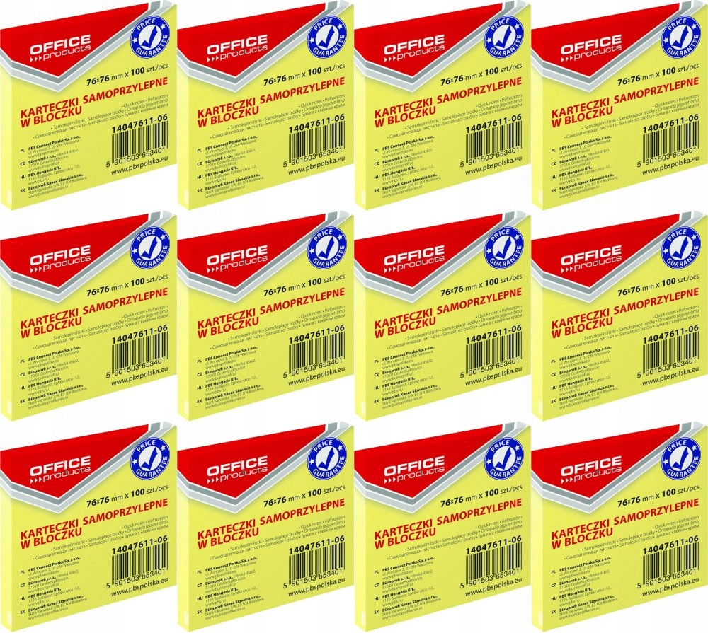 

Karteczki Eco 76x76mm 100k żółte x12
