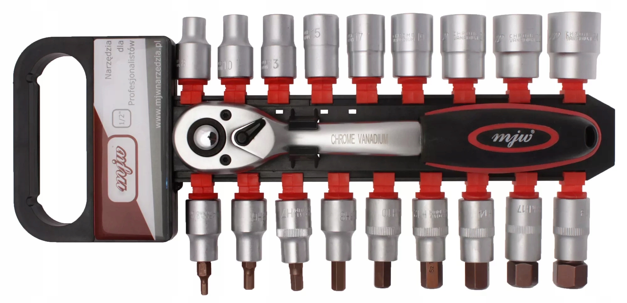 Sada nástrčných klíčů 1/2 6-hran a Hex s ráčnou Mjw